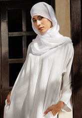 Hijabi.Pk WHITE FRONT-OPEN ABAYA- Signature